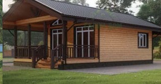 Проект одноэтажного дома из бруса с террасой - Строительство в Канске от Строй-Кнс от 133679 руб.
